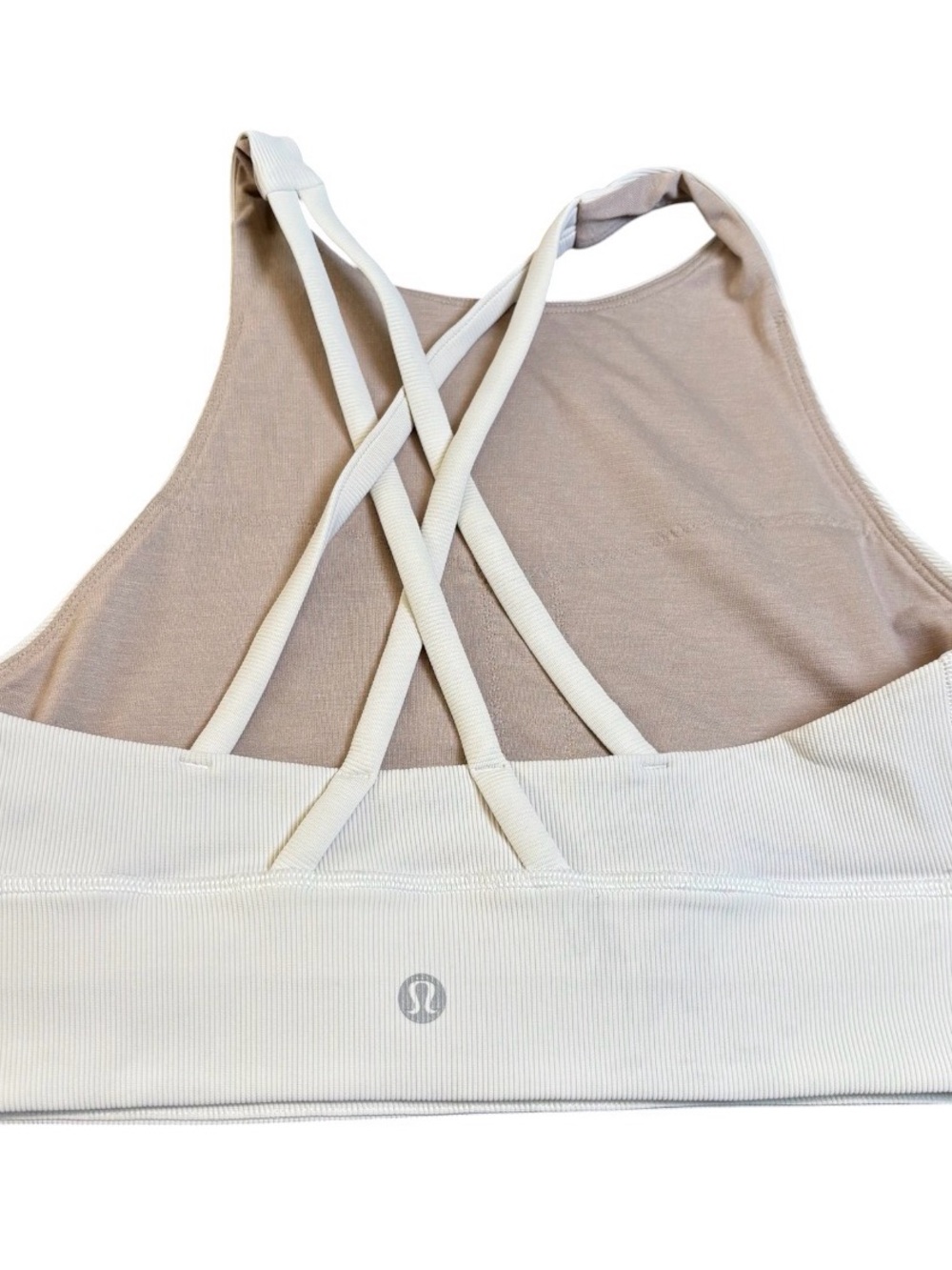 Lululemon Energy High Neck Longline Ribbed Bra White Size 4 6 GUC - Picture 4 of 9